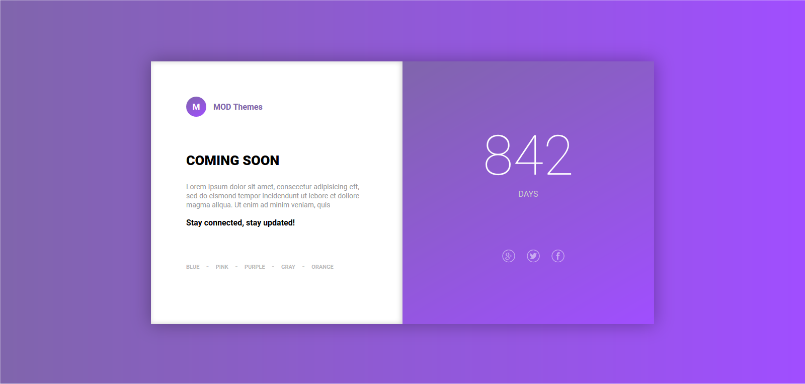 Coming Soon landing page with variations