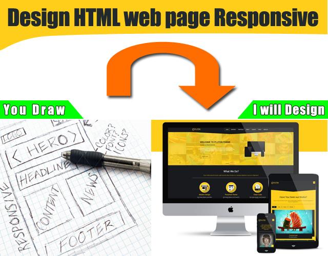 Design responsive HTML single webpage with Bootstrap for your drawn sketch