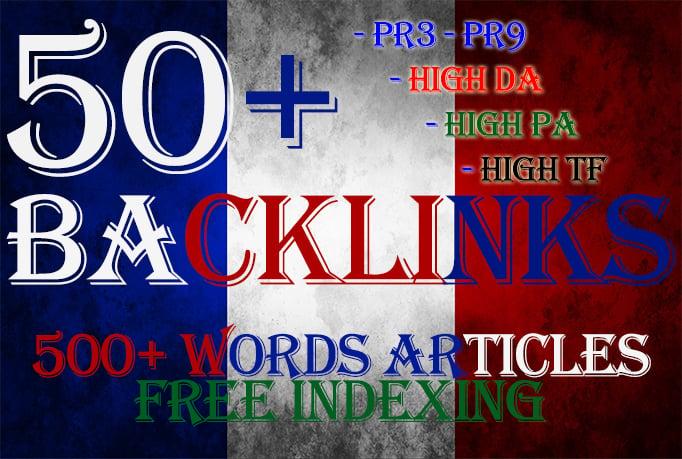 High PR DA French seo backlinks with keyword related content 