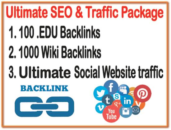 Ultimate SEO & Traffic Package-  100 .EDU  backlinks -1000 Wiki backlinks- Unlimited Social website Traffic
