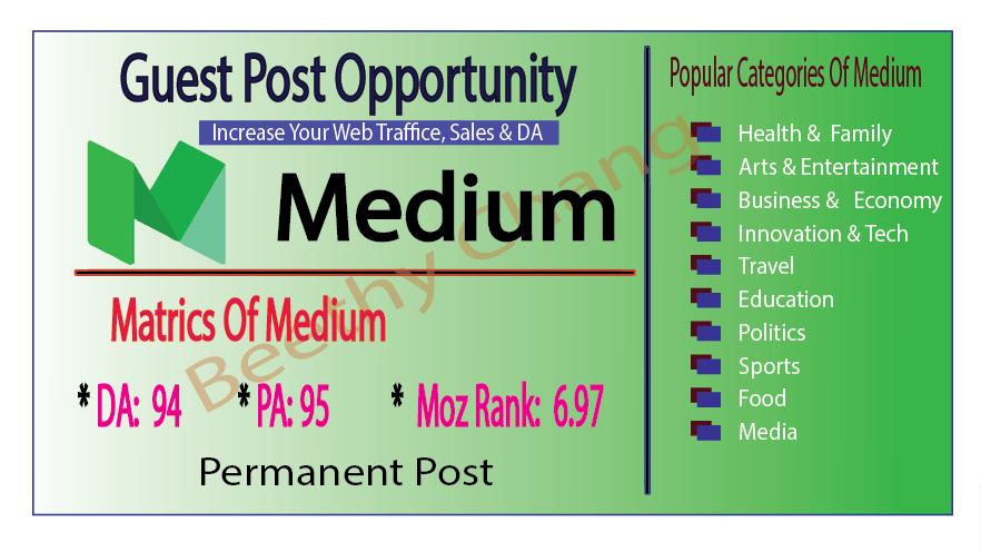 Write and Publish Guest Post On Medium DA 94