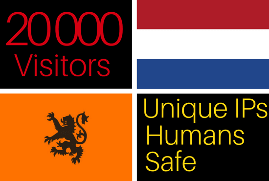 drive 20k visitors from netherlands  to your website, Dutch traffic