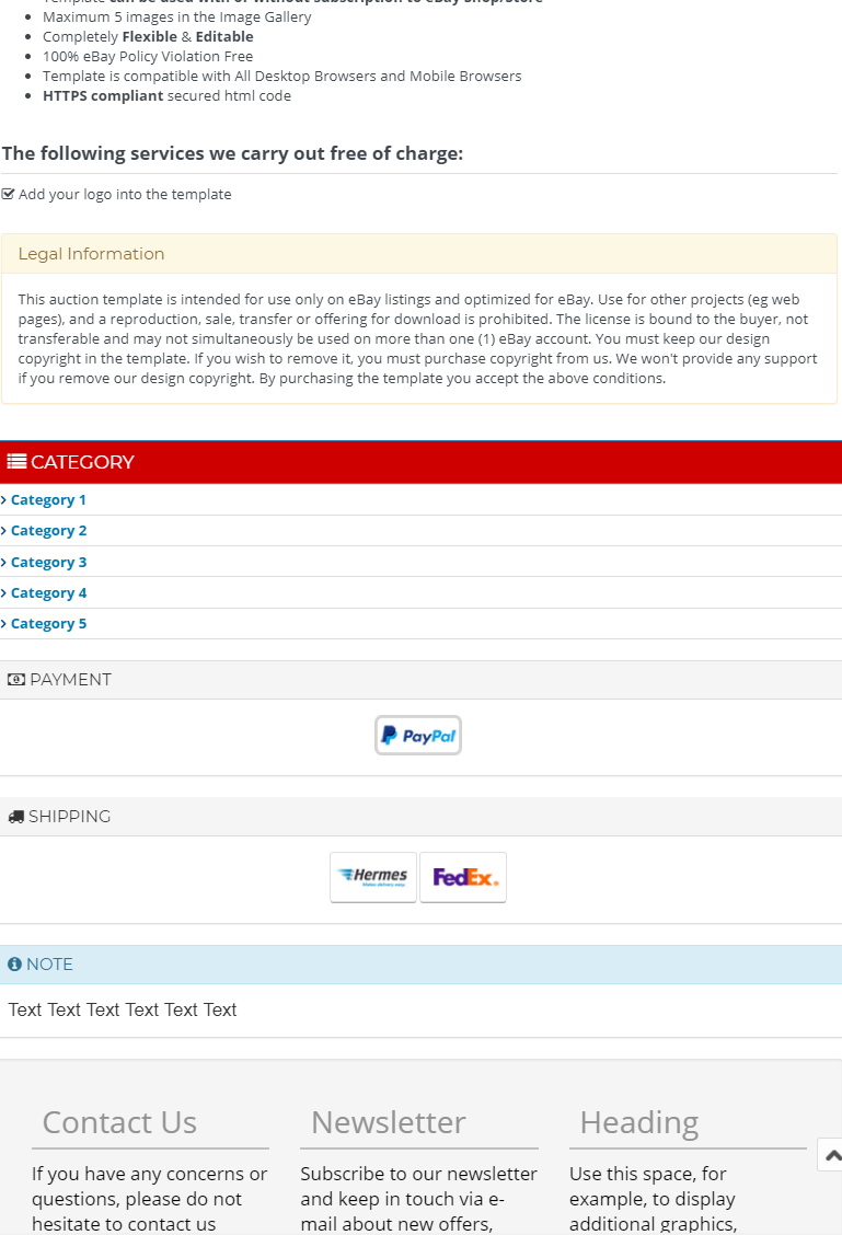 Ebay Listing Template Design Auction Mobile Professional Responsive Html Custom