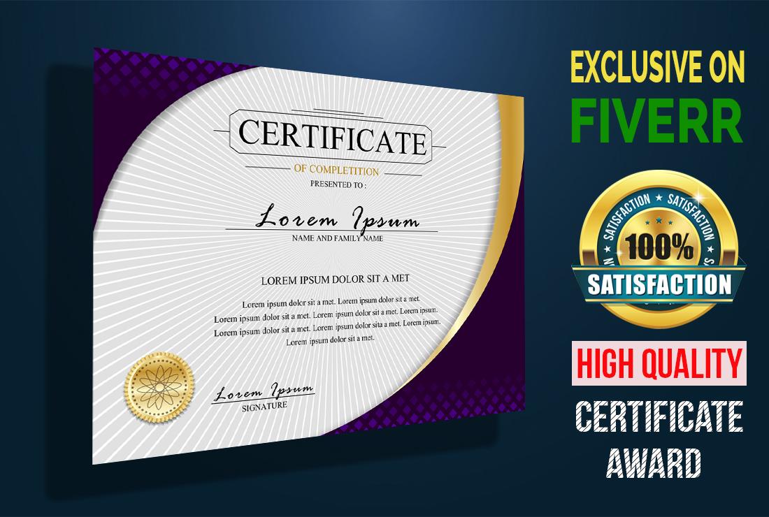 I can Do A Professional Certificate Design
