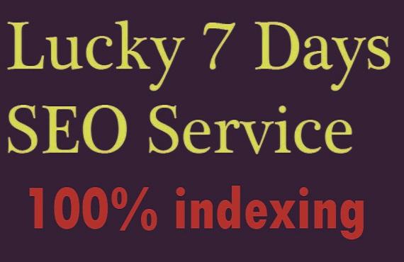 Lucky 7 days SEO Service, Improve your website 100% Rank 