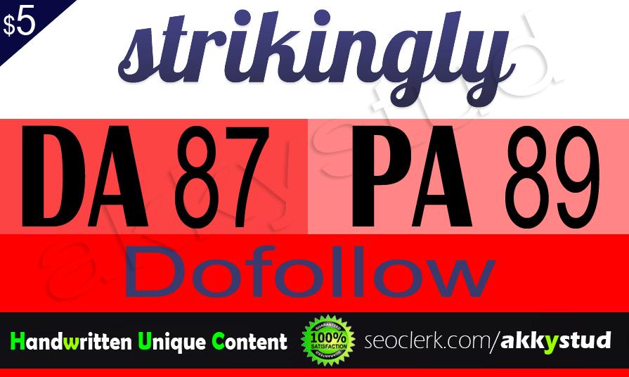 write and publish Unique guest post on "Strikingly" DA-87