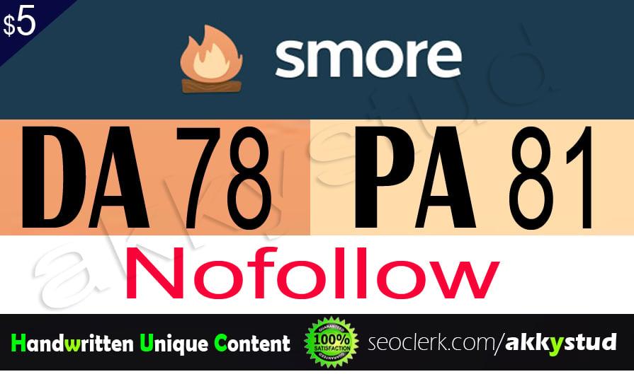 I will publish unique guest post on "Smore" DA-78
