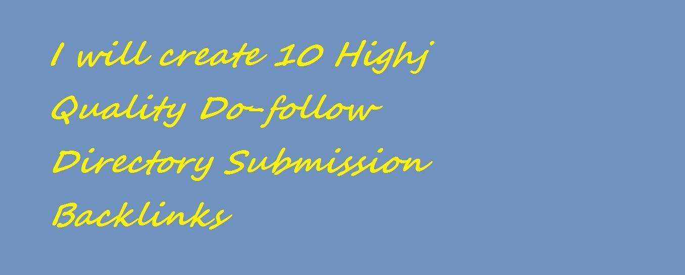 Create 10 High Quality Do-follow Directory Submission Backlinks