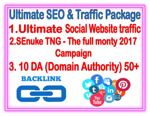 White hat SEO & Traffic Package-  SEnuke TNG- The Full monty- 10 DA backlinks - Unlimited Social website Traffic