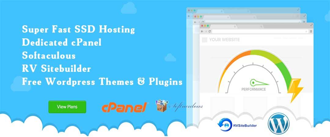 Unlimited SSD Hosting with Softaculous and RV sitebuilder