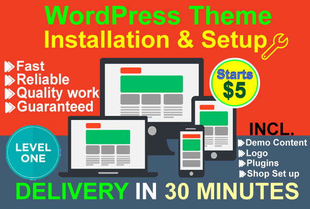 I will install WordPress, WordPress theme setup as like demo