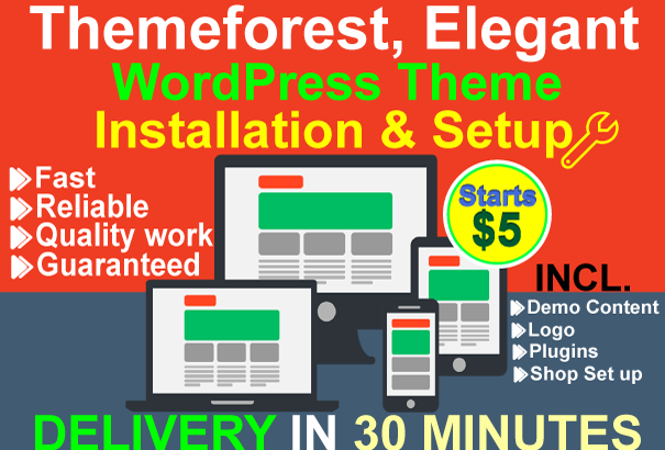 I will install WordPress, WordPress theme setup as like demo