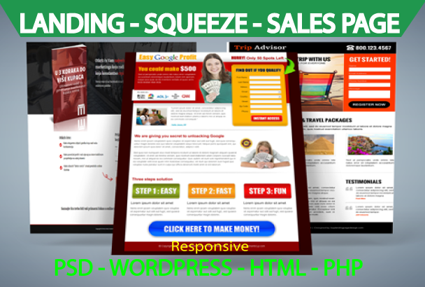 I will design a superb landing page or squeeze page