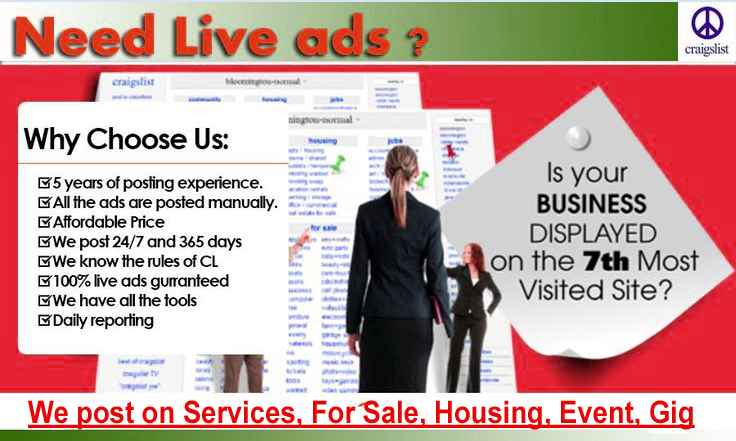 Craigslist ad posting in USA Sites $10