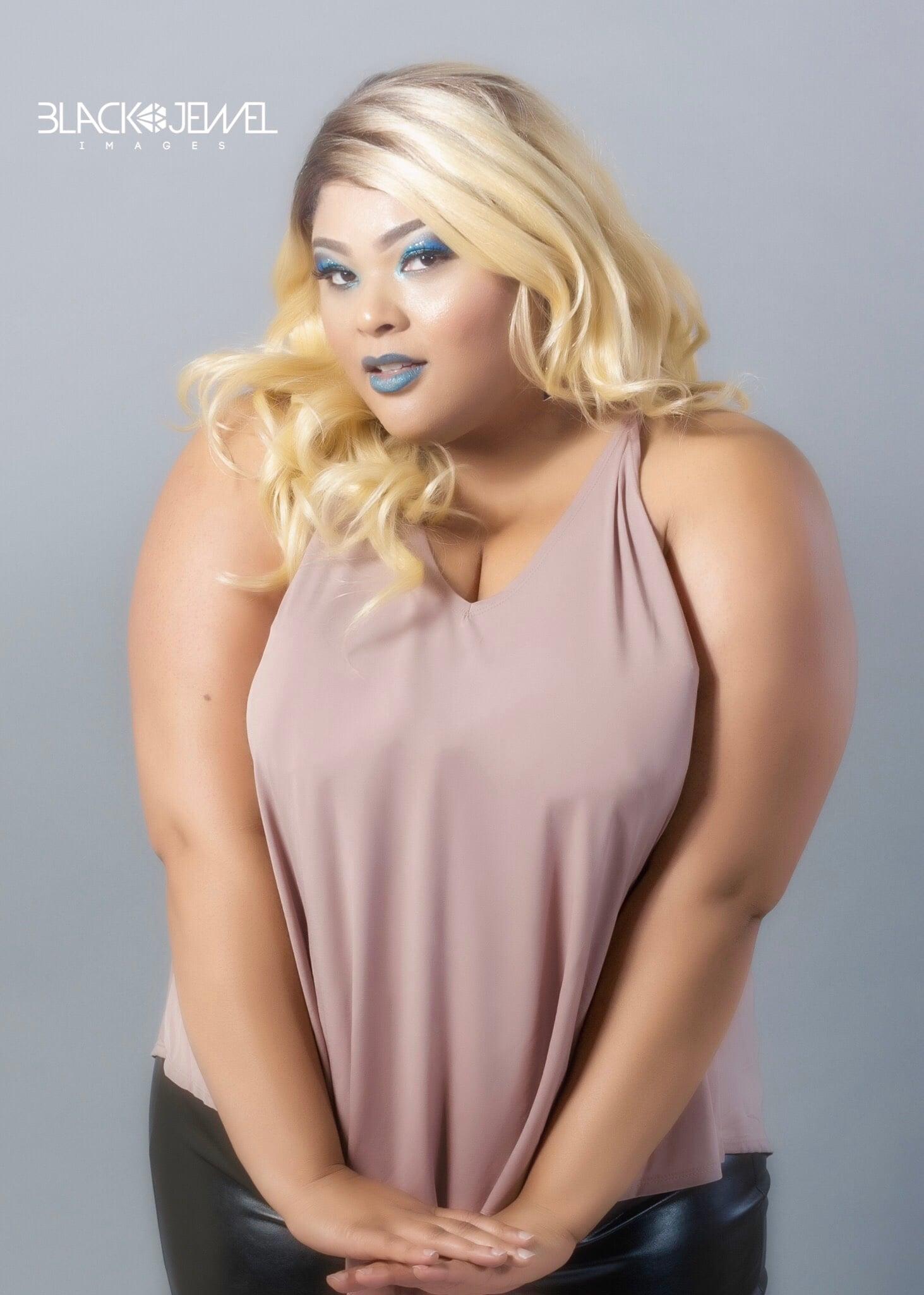 sell you two images of a plus size blonde american woman for club flyers