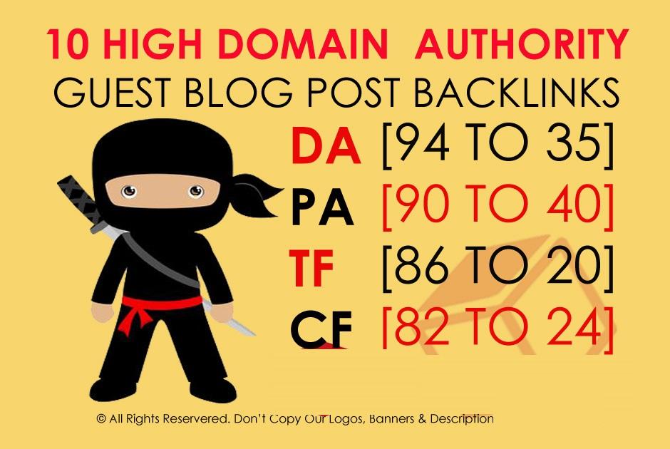 Write Publish 10 X High Authority Guest Post DA 93-50 Not PBN, From Real Sites
