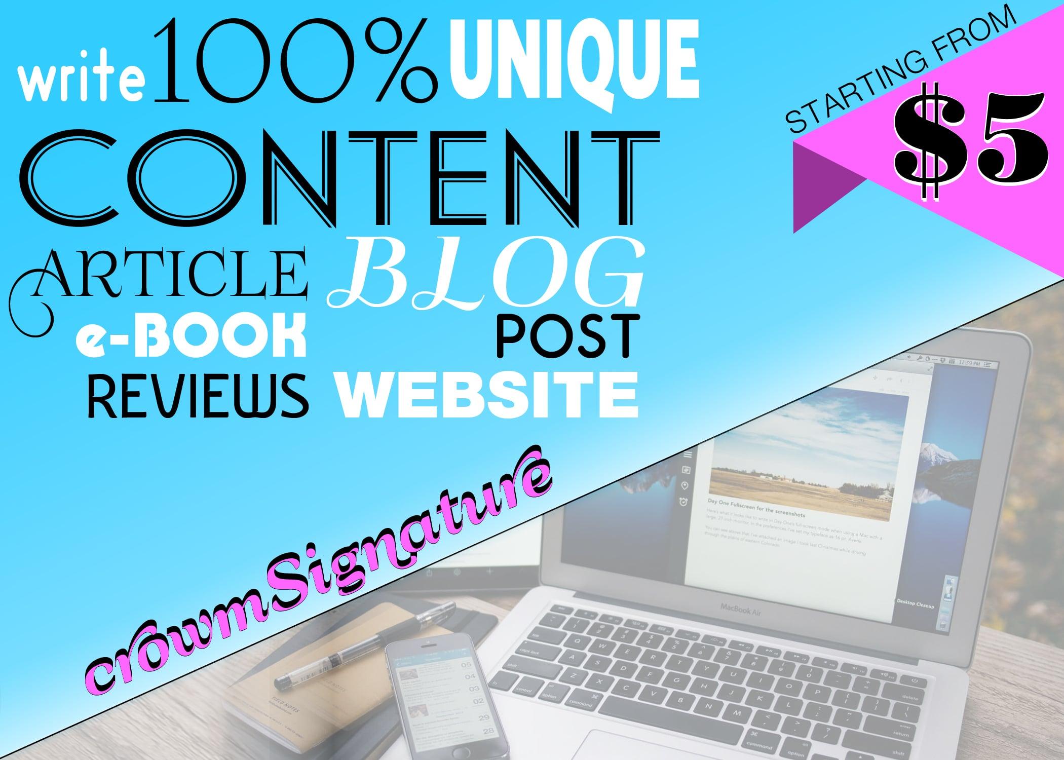 Write 500 - 1500 words ARTICLE, CONTENT, COPYWRITE for your Blog/SITE/PRODUCT&SERVICE