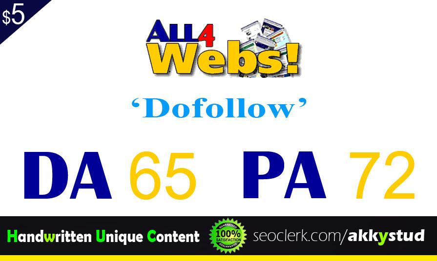 I will publish UNIQUE guest post on "All4Webs" DA-65