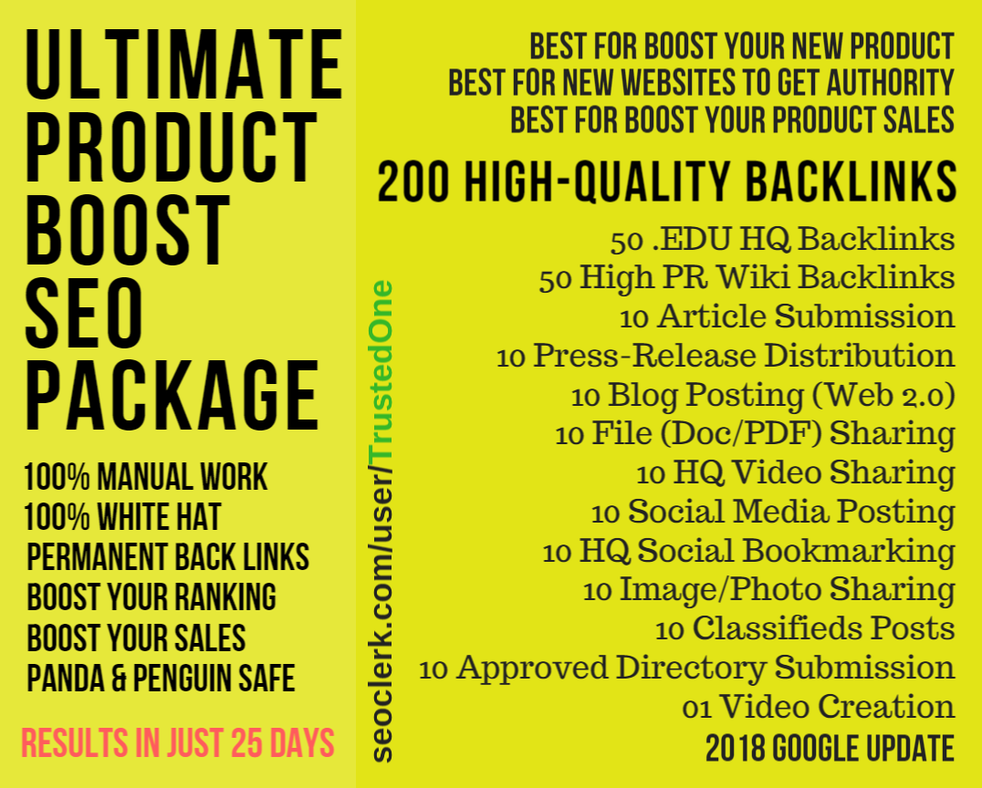 200 High-Quality Back-links from 12 Platforms - Ultimate Product Boost SEO Package - All in One SEO  - Page Rank Booster