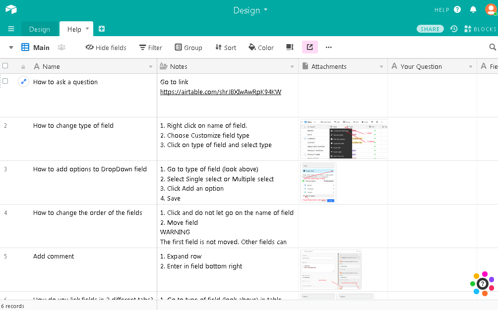create manage database in Airtable