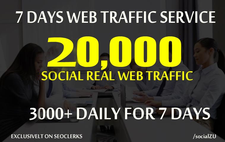 DRIVE 20,000+ REAL HUMAN TRAFFIC to your website or blog for 7 days 