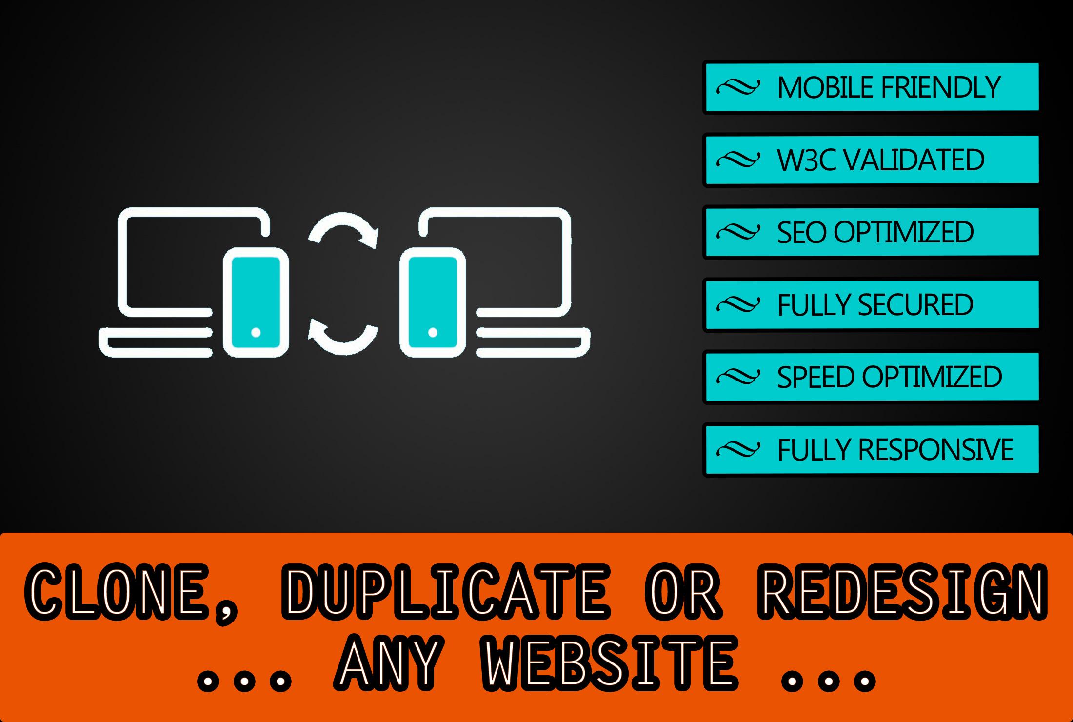 clone, customize or redesign any website professionally 