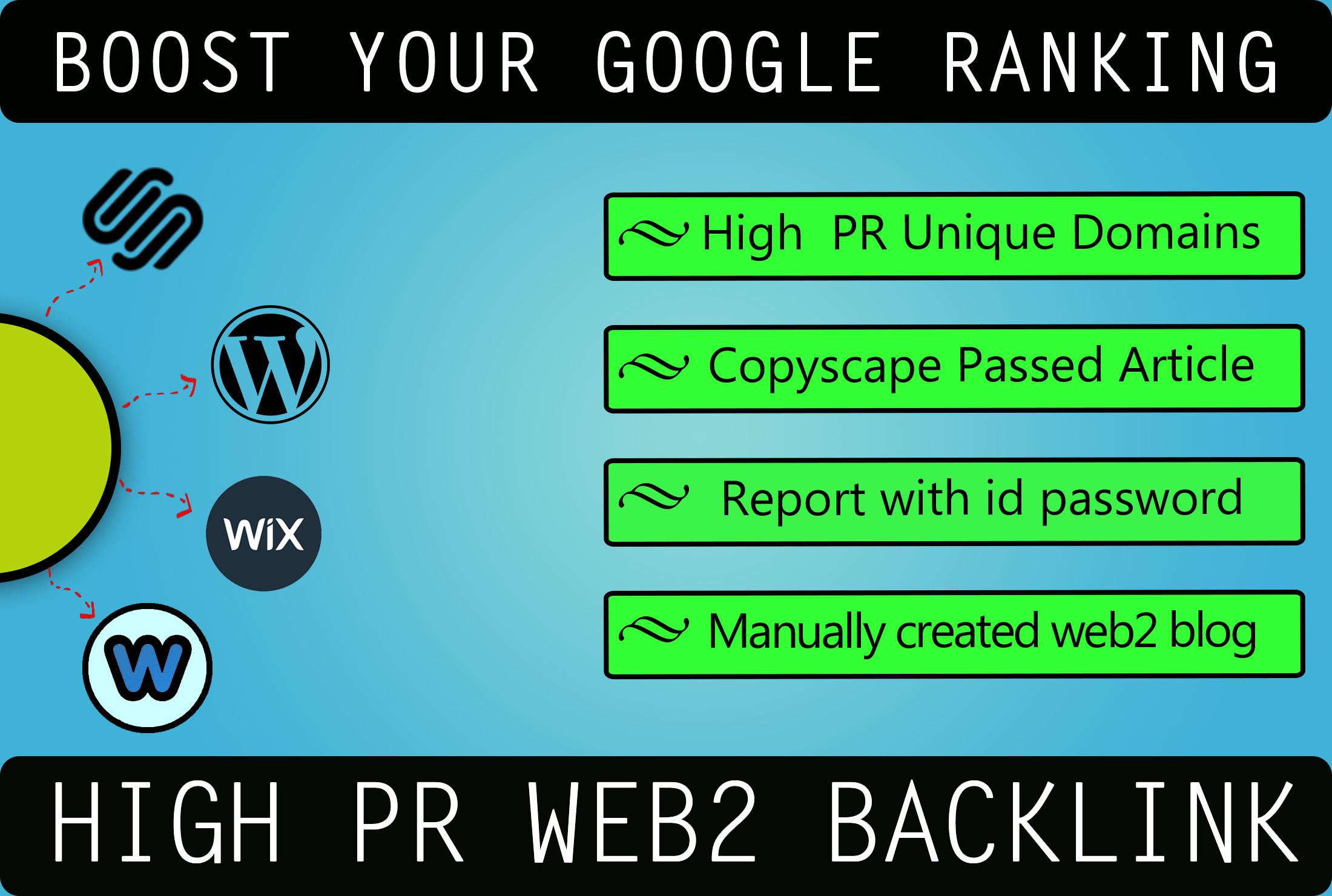 high PR web2 backlinks with article 