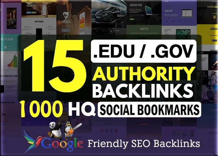 15 .EDU .GOV + 1000 HQ Social Bookmarking Backlinks