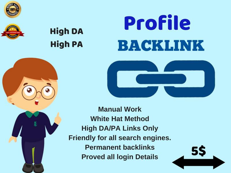  Provide 50 authority High DA, PA profile Backlinks for your website