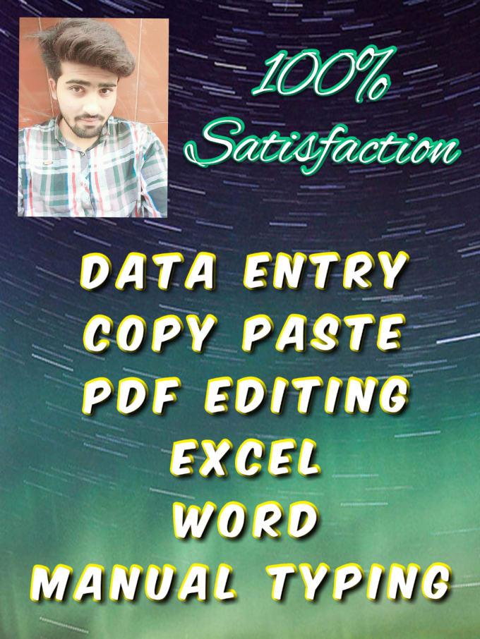 Do Data Entry, Typing In Excel, Word Prof, PDF File Editing