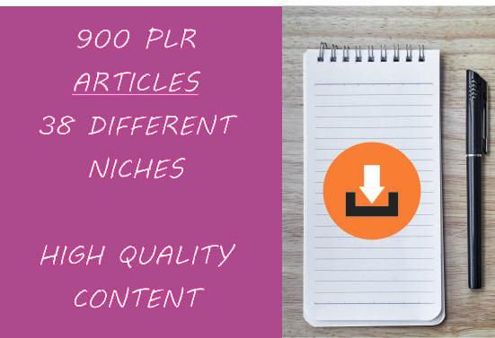 2019 - High Quality 900 PLR articles on(38 different types of niches)