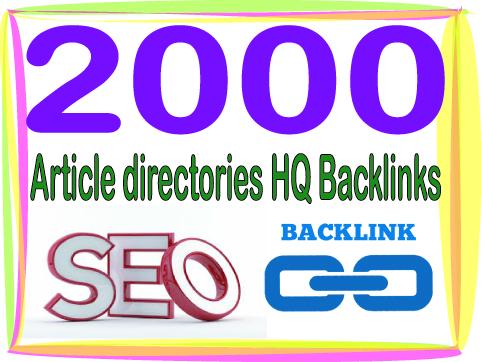 Get 2000 HQ PR Panda safe Contextual & Unique Article directories  Backlinks 