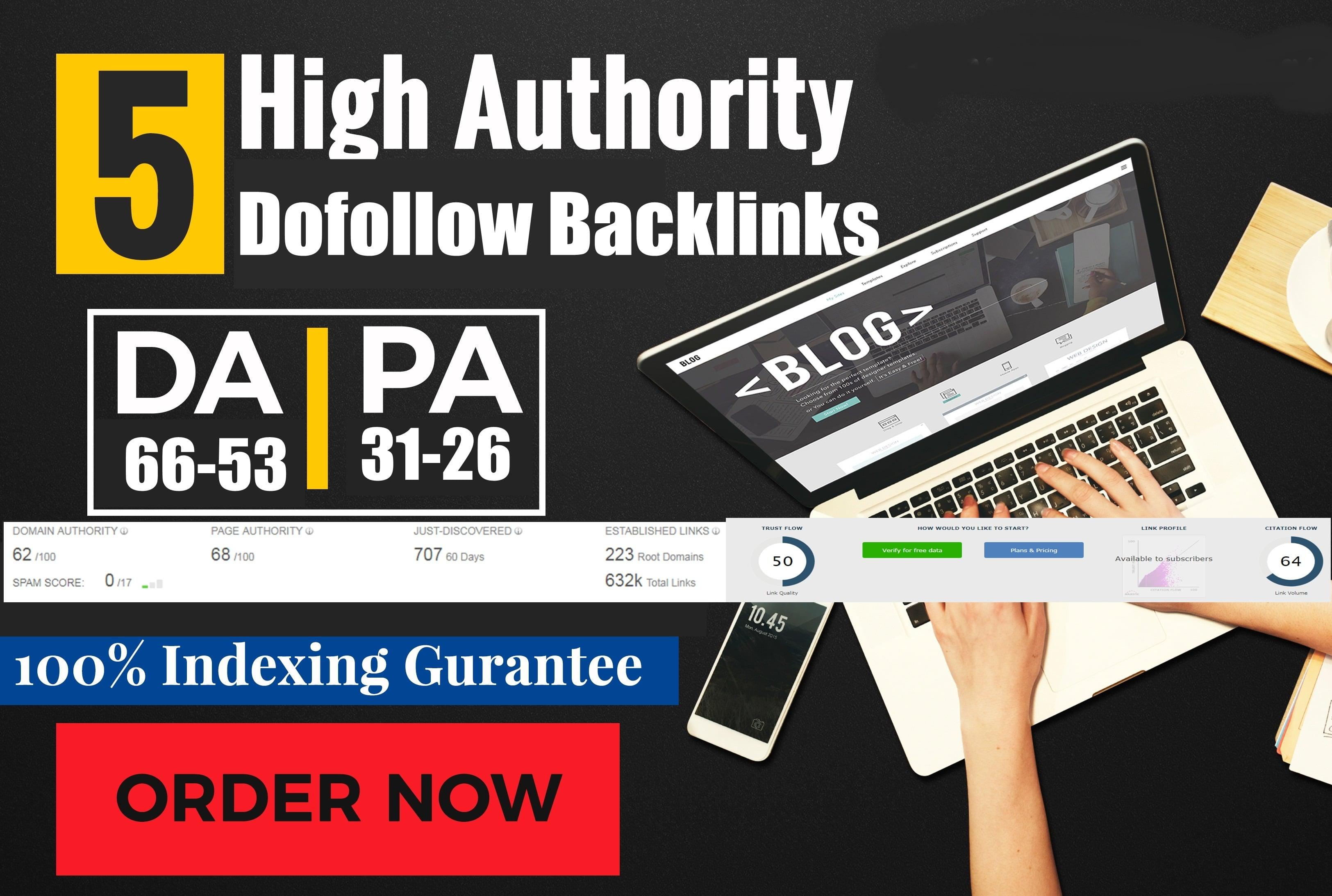 5 High Quality DA 70 Dofollw Generic Backlinks For Ranking Boost