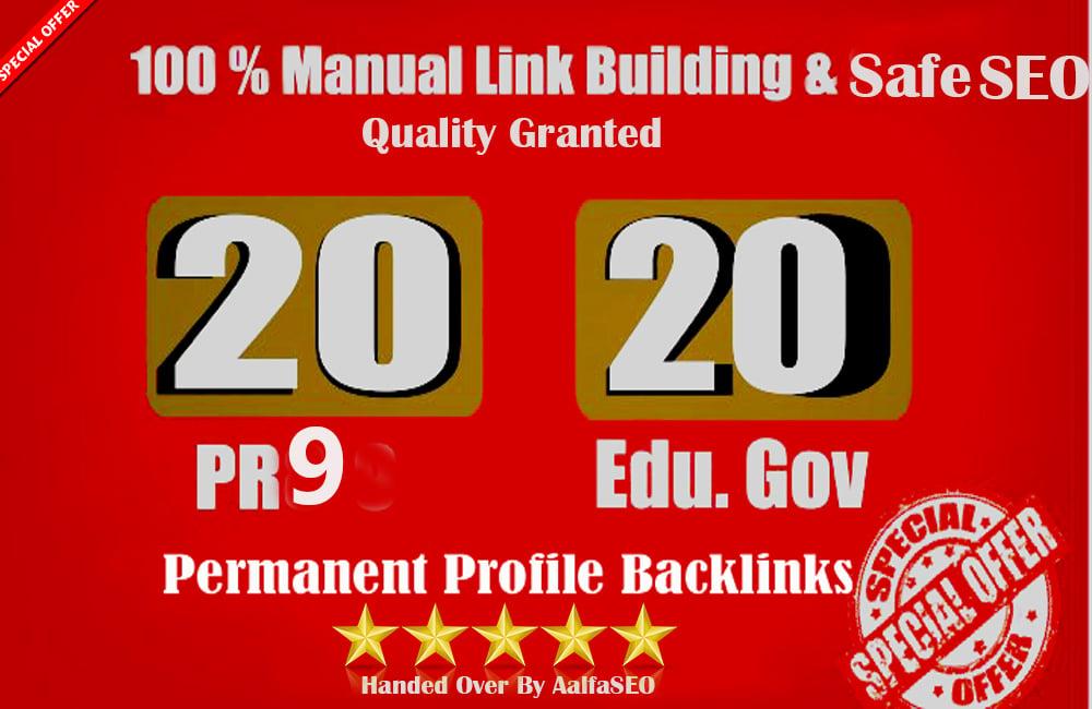 Limited OFFER-20 PR9 + 20 EDU GOV Permanent Backlinks From High Authority Domain For SEO RANK