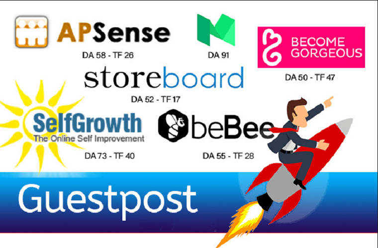  I will write a guest post on selfgrowth, apsense, bebee or storeboard 