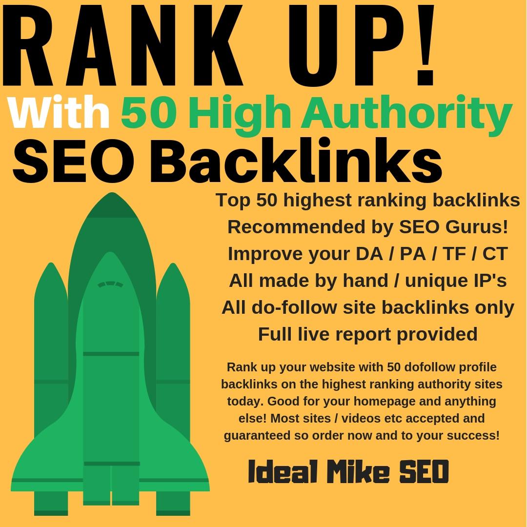 Rank Up! with High Authority Dofollow SEO Web 2.0 Portfolio Profile Backlinks
