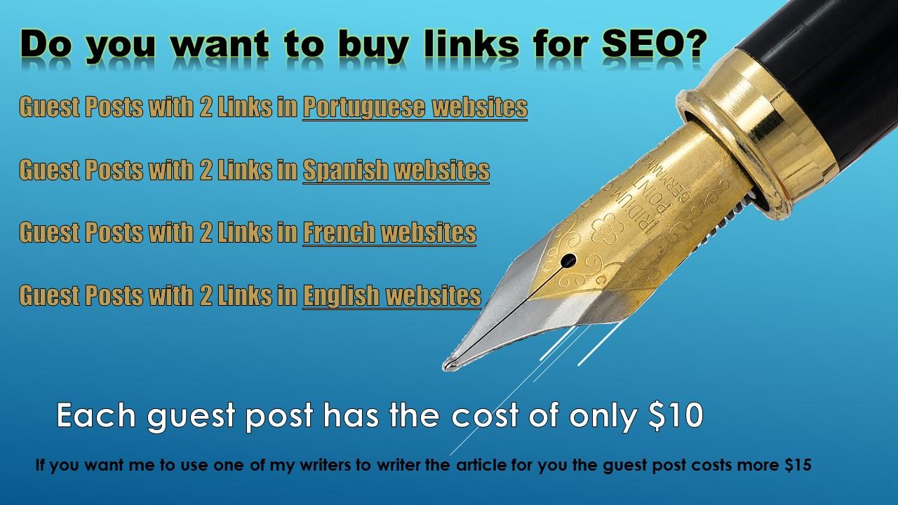 Quality Guest Posts in Spanish, Portuguese, French and English websites
