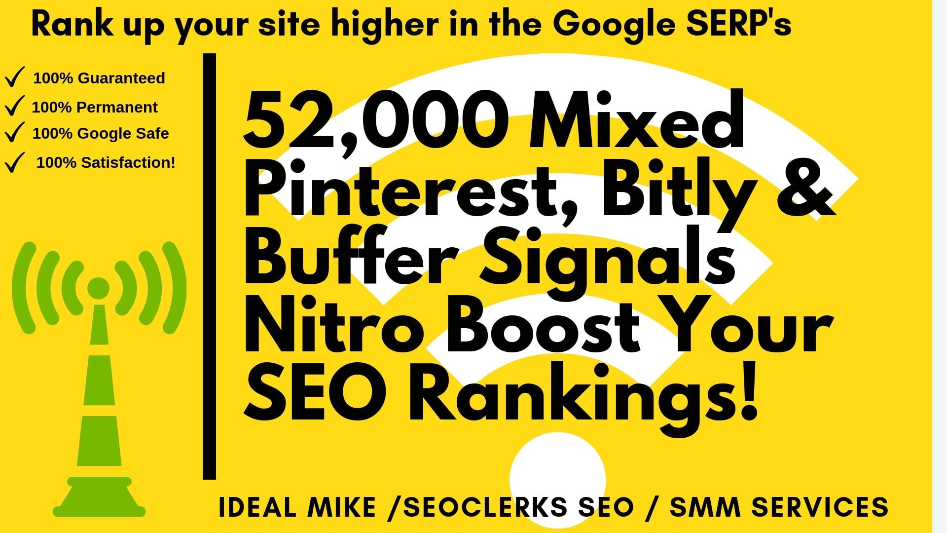 52,000 Mixed Pinterest Bitly & Buffer Social Signals Nitro Boost Your SEO Rankings!