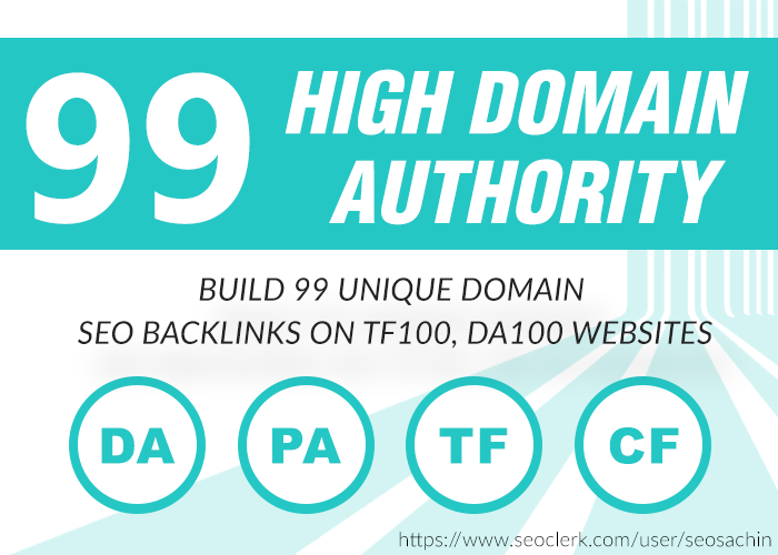 Build 99 Unique Domain SEO Backlinks On Tf100 Da100 Sites