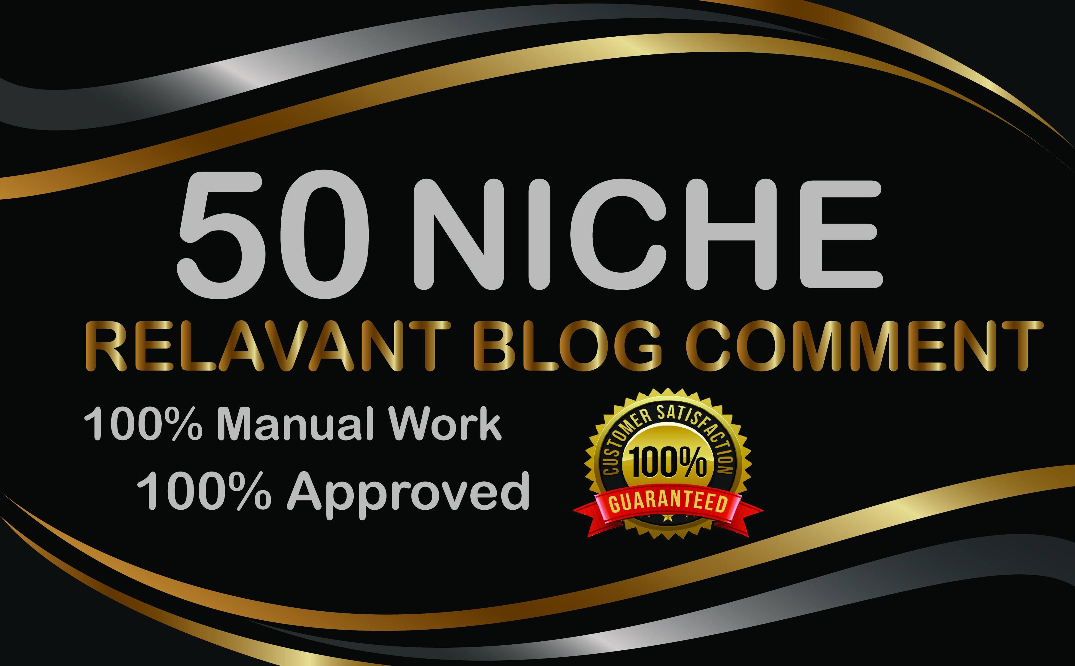 50 Manual Niche Relevant Blog Comments SEO Backlinks 