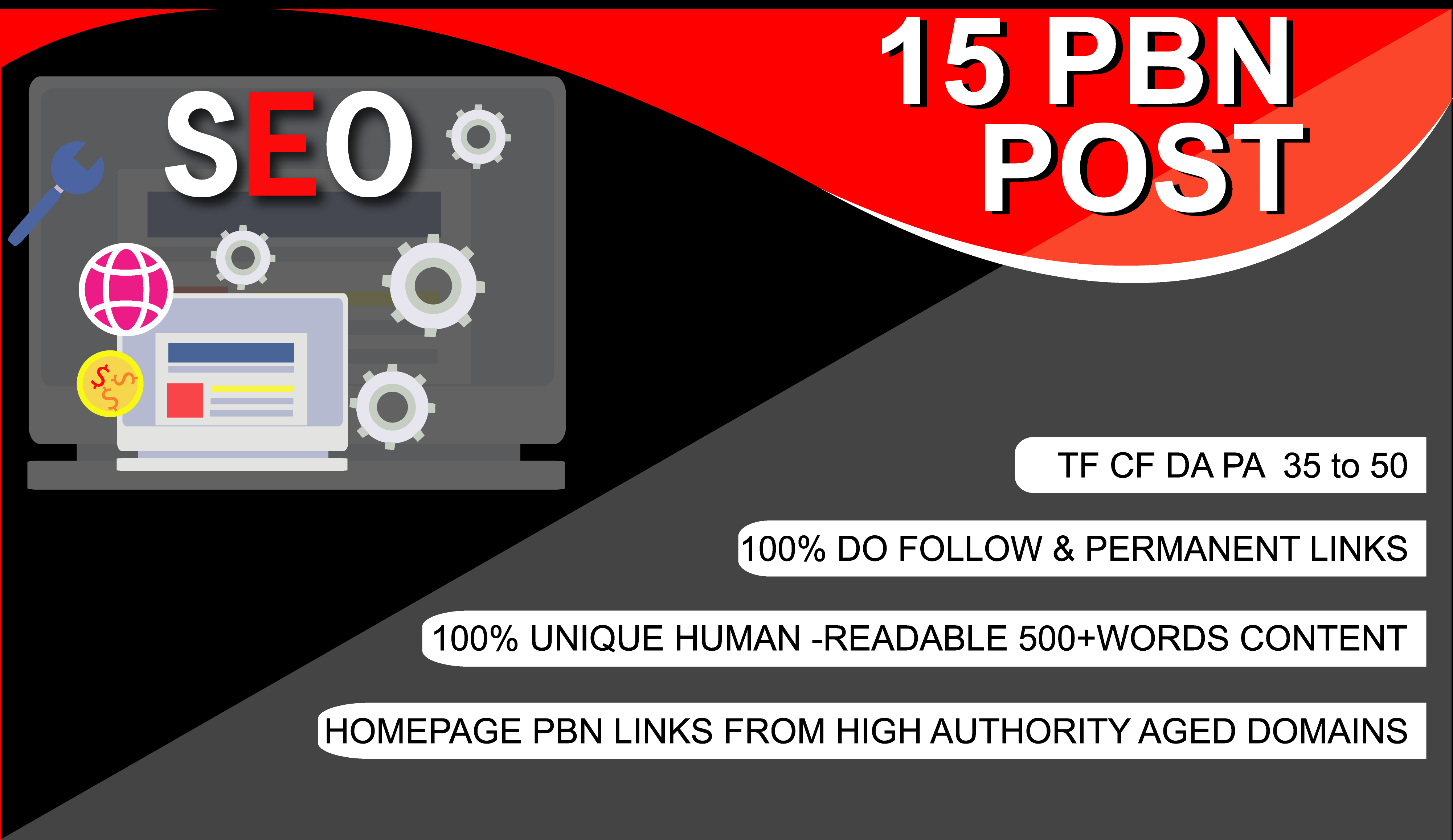 Homepage high DA PA CF TF 35 Plus 15 PBNs Backlinks