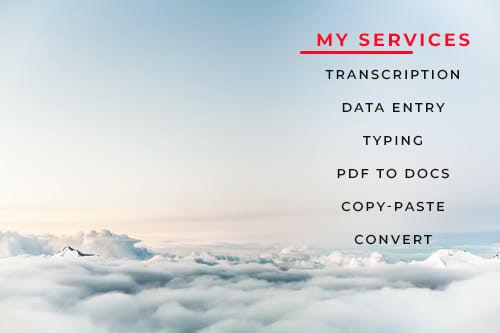 high quality data entry, transcription and typing task