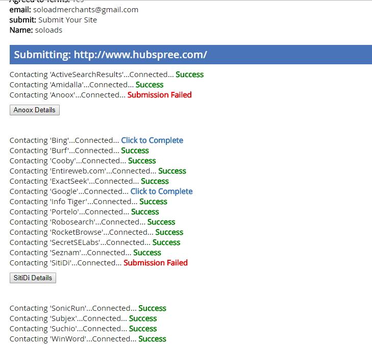 manually add your URL to over 100 search engines and web directories