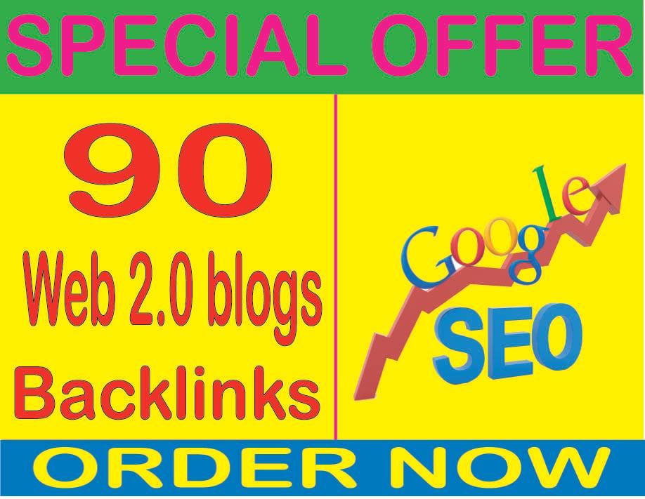 SEO Rank- ﻿Create 90 HQ. Web 2.0 blogs PR7 to PR10 Backlinks Boost SEO Ranking