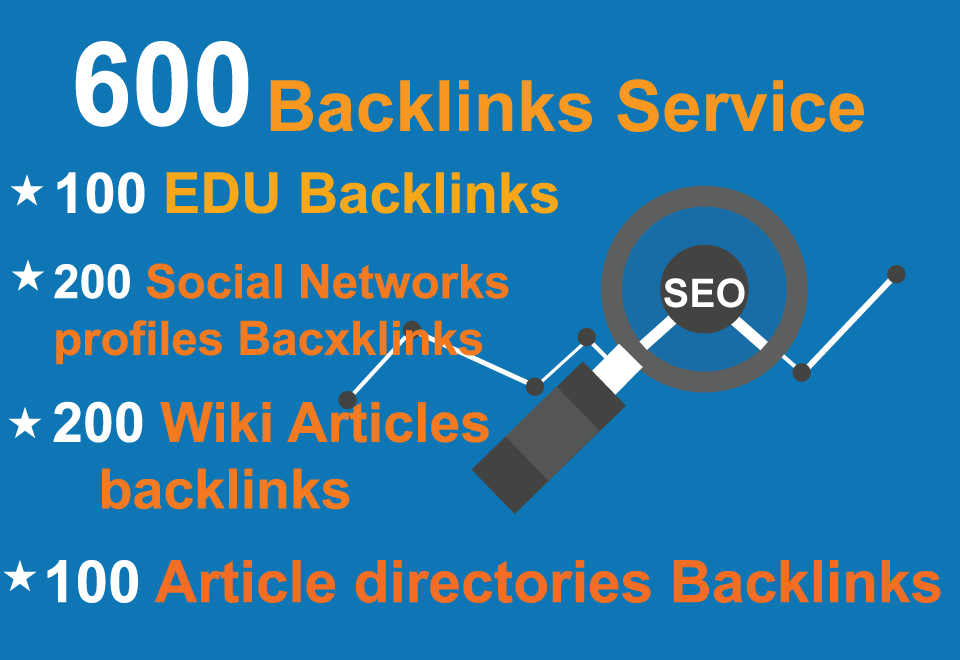 Unique 100 EDU, 200 Social Networks profiles, 200 Wiki articles, 100 Article directories  Backlinks 