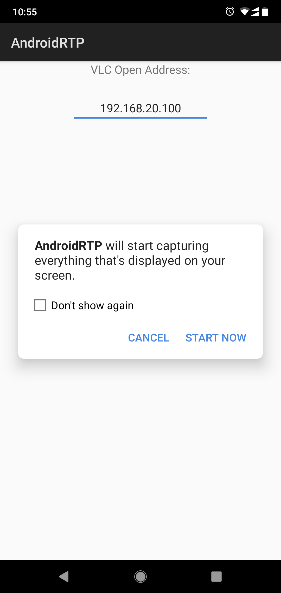 Stream Android Screen to VLC via RTP packet