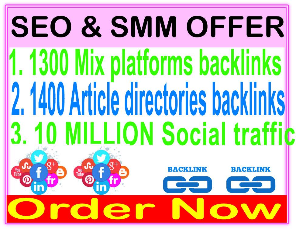 ﻿Indexer SEO campaigns -1300 Mix platforms backlinks-1400 Article directories backlinks-Promotion 10 Million social People
