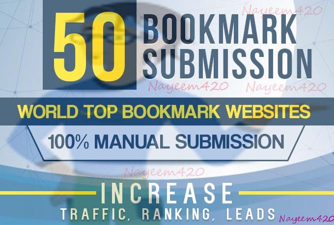 manually 30+ bookmark submission backlinks, high pa da