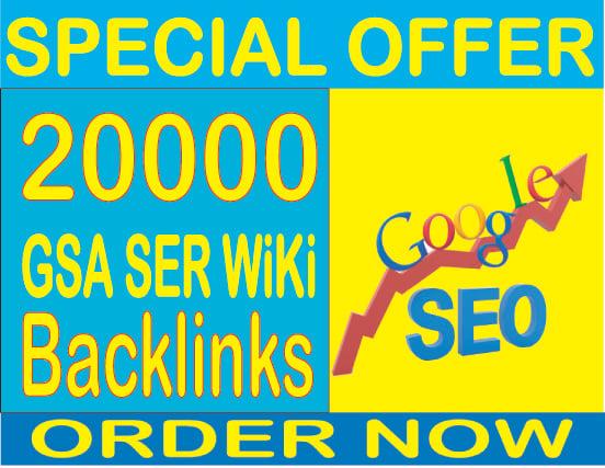 Super SEO- 10,000 GSA SER WiKi  Backlinks increase your ranking in Google search results