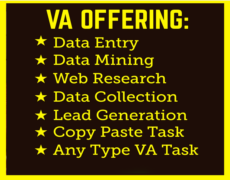 be your virtual assistant for data entry, data mining, copy past